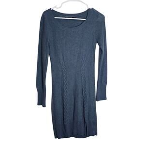 Peruvian Connection 100% Royal Alpaca Knit Dress Blue XS Cable Details